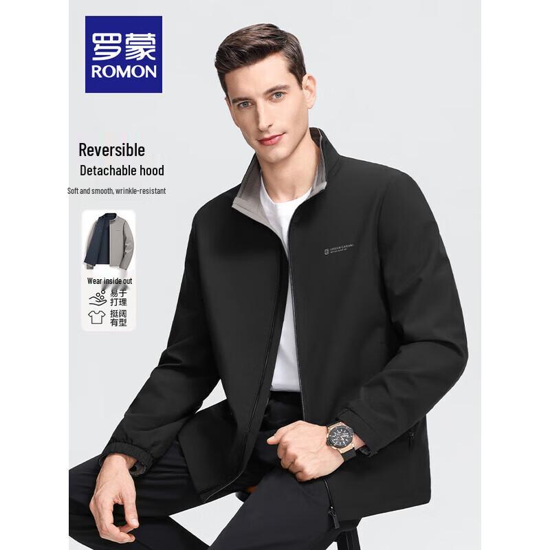 ROMON Men s Reversible Stand-Collar Business Casual Jacket 4XL