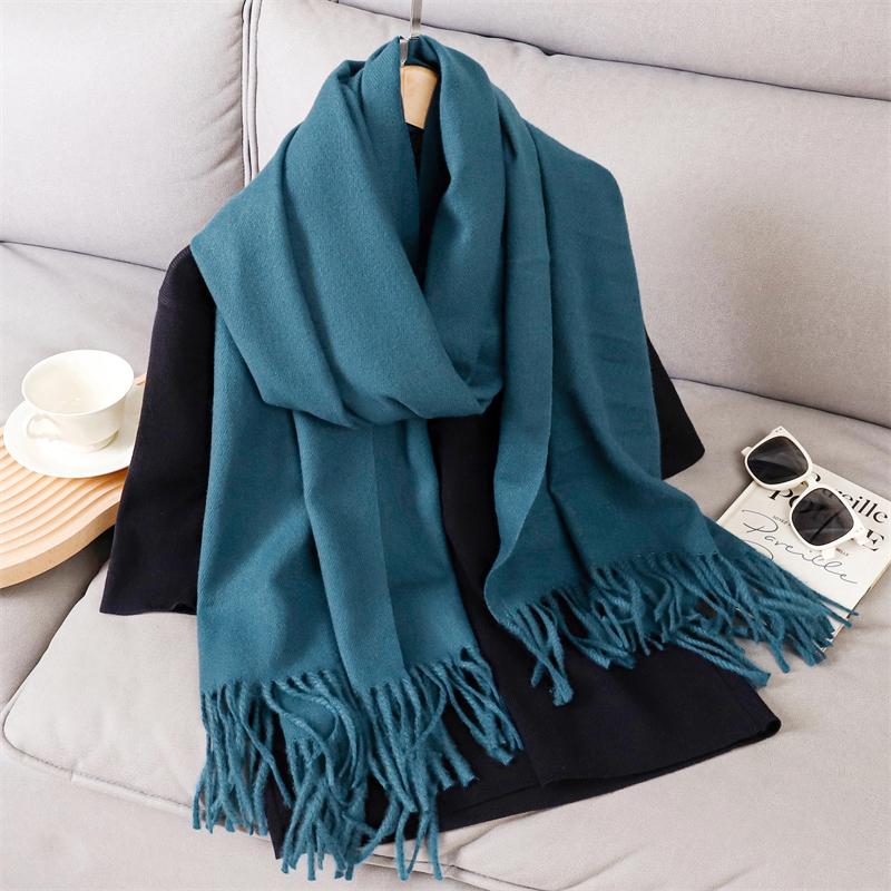 Fashion Luxury Solid Women Winter Scarf Warm Thicken Cashmere Shawl Outdoor Tassels Pashmina Lady Wrap Windproof Scarves