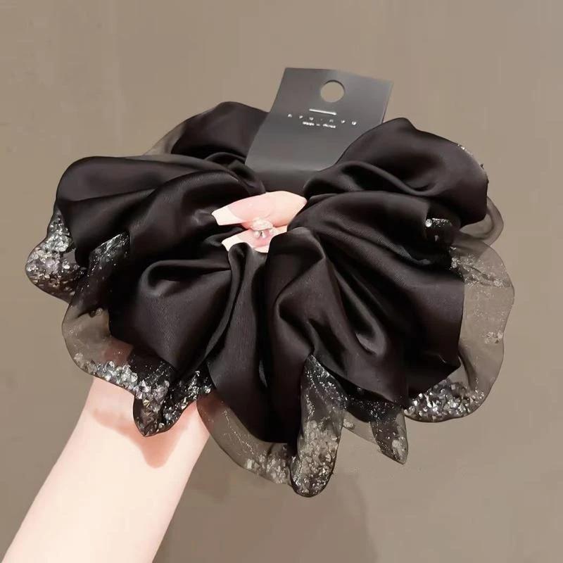 Elegant Top Grade Print Chiffon Large Intestine Scrunchie For Women Lady Hair Tie Hair Band Hair Ring Fashion Hair Accessories