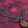 Tiger's Eye Real Gemstone Necklace Copper Wire Wrapped Adjustable Chain Necklace