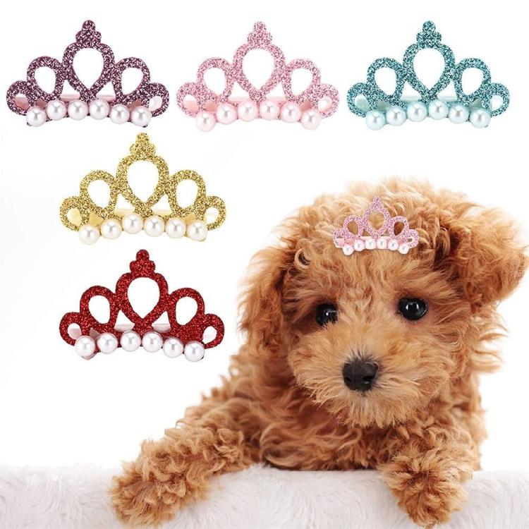 Glittering Crown Hair Clip for Small Pet Photography Daily Hair Styling Tool for Breeds Cats Everyday Wear Party Props