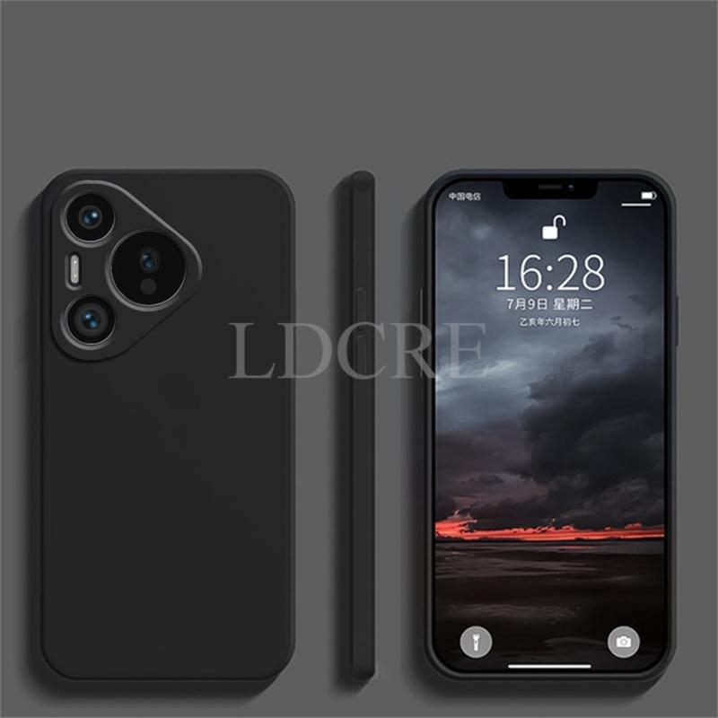 

For Huawei Pura 70 Case Liquid Silicone Plain Cover Huawei Pura 70 Case TPU Soft Rubber Protector Phone Case Pura 70 Cover Huawei Pura 70 чорний