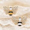 Sparkling Rhinestone Bee Brooch Faux Pearl Gold Plated Vintage Scarf Pin for Women Outdoor Picnic Wear Gift for Friend
