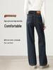 Women's 2025 Slimming Wide Leg Flannel-Lined Jeans for Autumn/Winter - Petite Fit, Thickened and Stylish Straight Leg