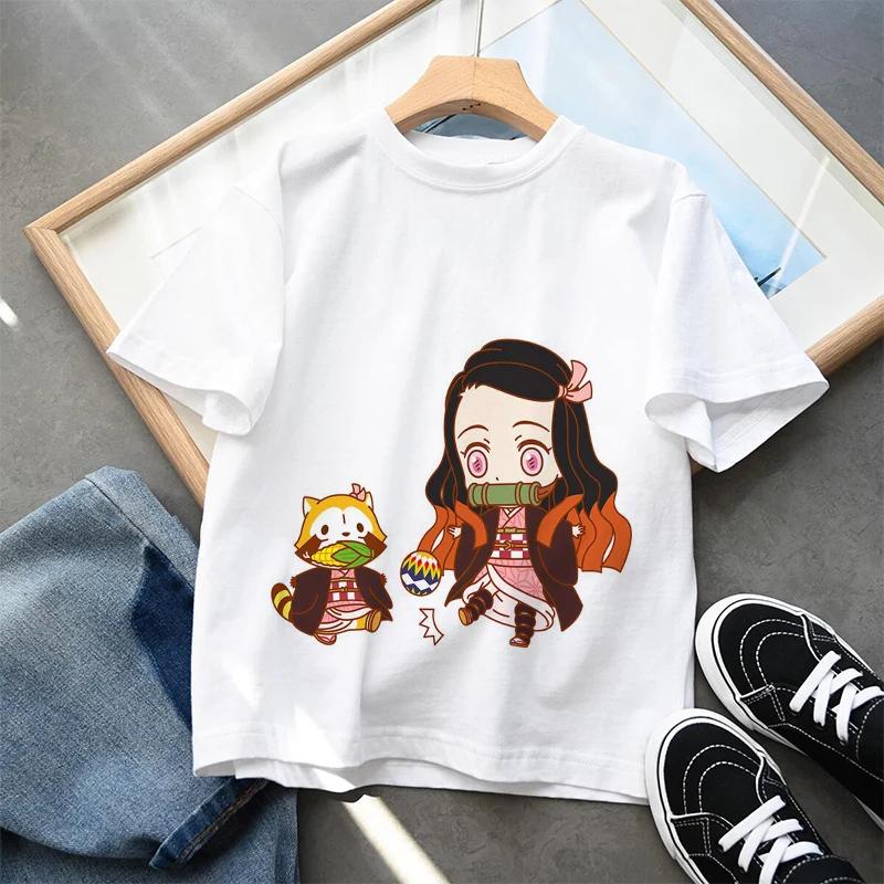Plus Size Demon Slayer Anime Printed Men and Women Tshirt Casual Parent Child Top Fashion Cotton Summer Y2K Street Harajuku