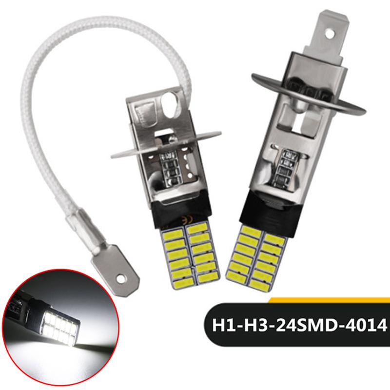 2Pcs H3 H1 Led Bulbs For Fog Lights 24 Smd White 12V Led Fog Light Running  Lamp