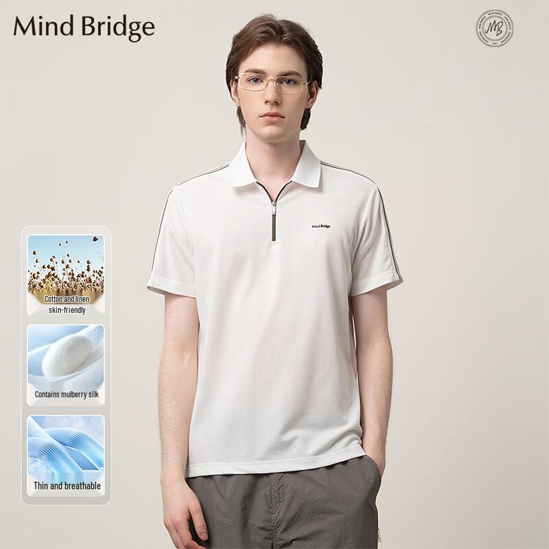 Mind Bridge Men s Linen & Silk Blend Half-Zip Polo Shirt 2XL