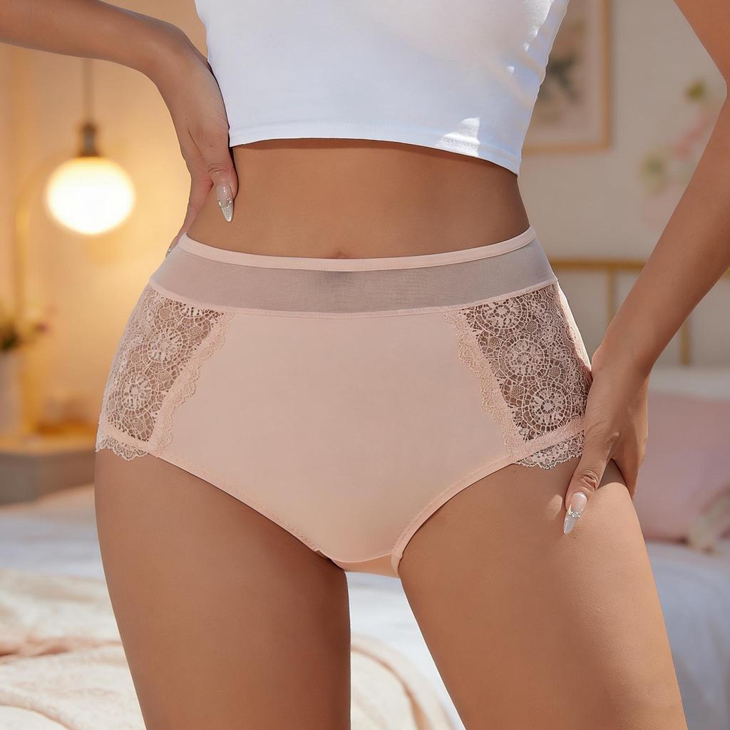 High Waist Ice Silk Panties Women's Abdominal Tight Underwear No Trace Hip Lifting Triangle Brifes Underwear