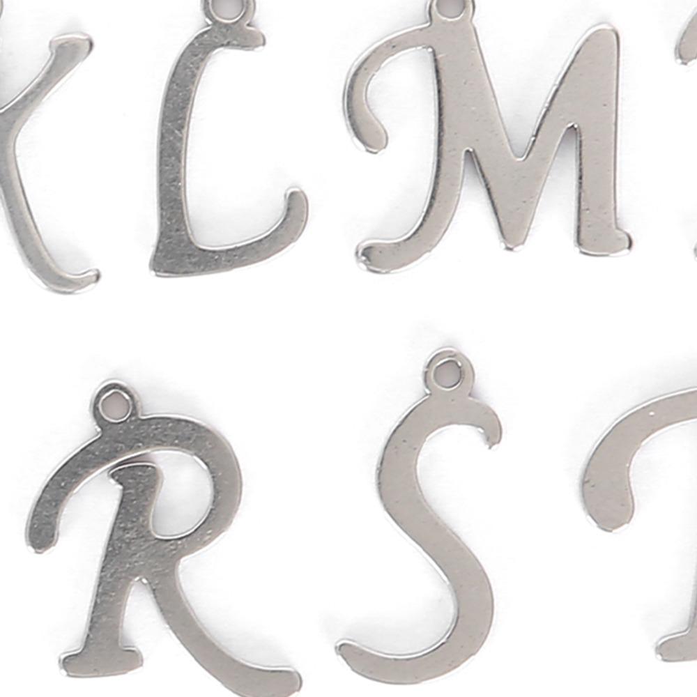 26pcs Silver DIY Letter Pendant Stainless Steel Metal Pendants Alphabet Charms Jewelry Making