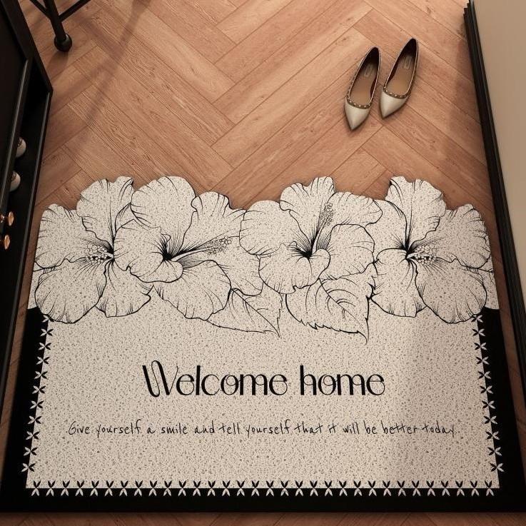 French Entry Door Floor Mat, Dirt-Resistant Leave-In Pvc Silk Ring Floor Mat Can Be Cut, And Foot Pads In Household Shoe Changing Area Can Be