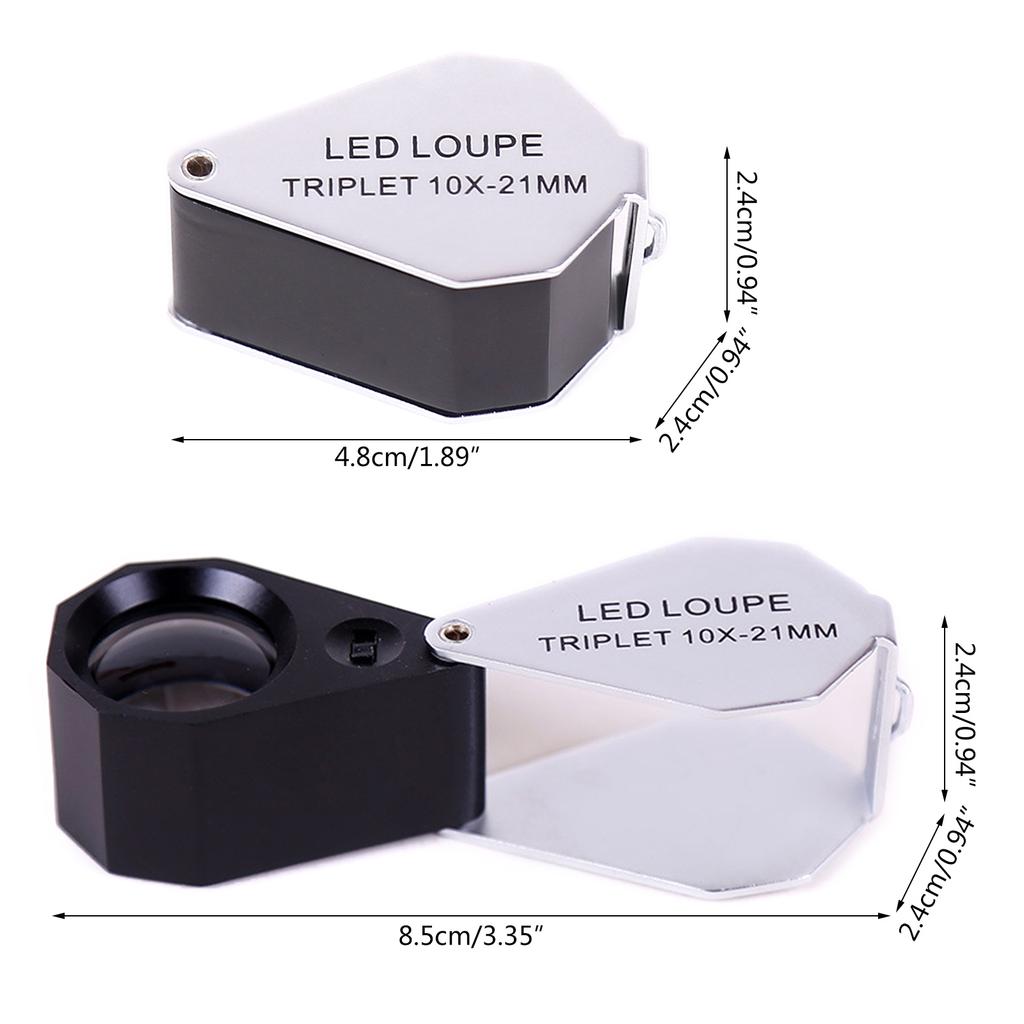 10X 21mm LED Light IlluminatedEye LoupePocket Jewellery- Magnifier- Portable Foldable Magnifying Glass with Lights Gift