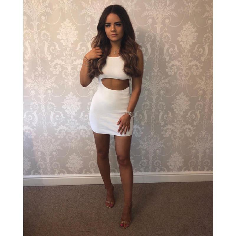 Summer Women's Solid Color Sexy Neckless Hip Wrap Dresses