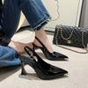 Fashion Summer 2025 New Women Black Fashion Sandals Woman Heels Pumps Sexy Pointed Toe Sandalias Female High Heels Shoes Women