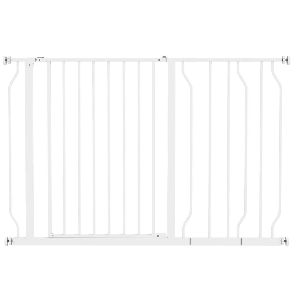 Wide Dog Safety Gate, with Door Pressure, for Doorways, Hallways, Staircases - White