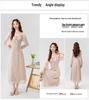 Spring/Summer French Pink Floral Chiffon Tie-Up Slimming Long Dress