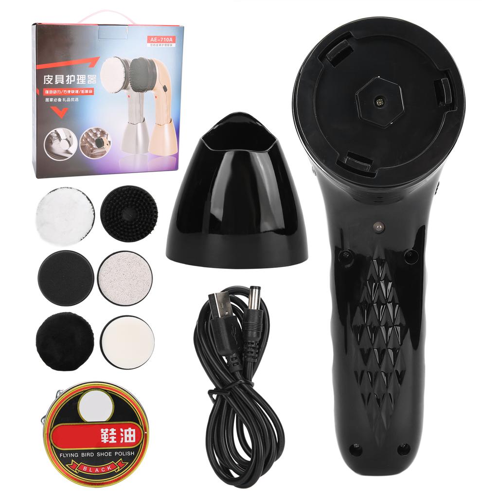 Electric Shoe Polisher Rechargeable Shoe Cleaning Leather Care Portable Handheld Shoe Shine Kit