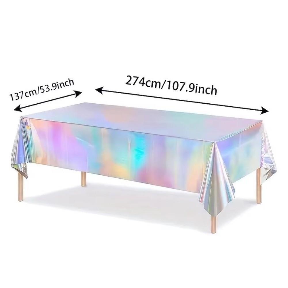 5PCS Rectangular Laser Disposable Tablecloth Shiny Iridescent Tablecloth Party Table Cover  Wedding