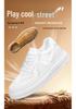 Men's 8CM Height-Increasing White Skate Shoes - Thick Sole, Lightweight, Versatile Lace-Up Casual Sneakers In Large Sizes