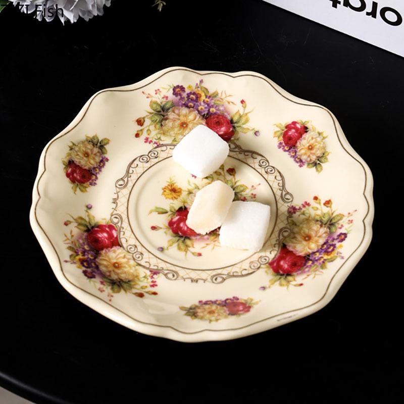 Vergoldete Spitze Rand Blume Keramiktasse&Untertasse Esstisch Kaffeetasse Milchteetassen Nachmittagstee Teetasse Fruchtsaftbehälter