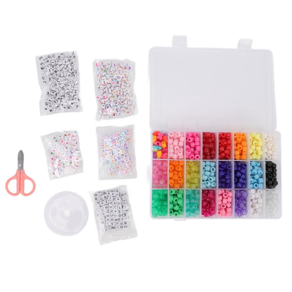 1900pcs Jewelry Making Bead Kit Acrylic DIY Cute Bright Color Barrel Letter Bead for Necklace Bracelet