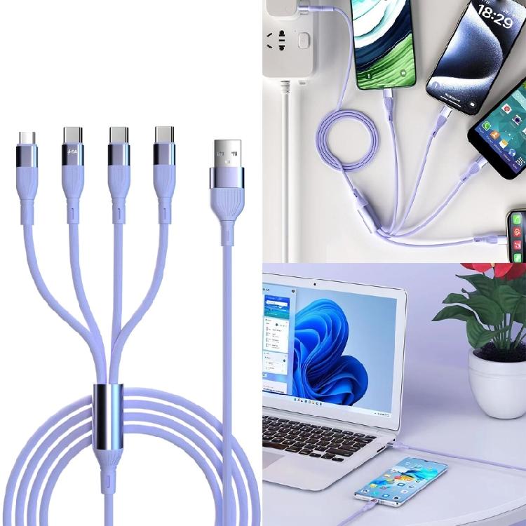 USB to Type-C +Micro USB Cable Multifunction 4-in-1 Power Cord for Travelling