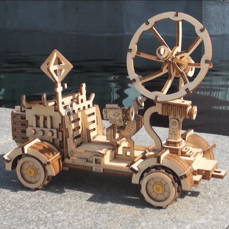 LS402 Robotime solarbetriebener Moon Buggy 3D Holzpuzzle Modell Nr