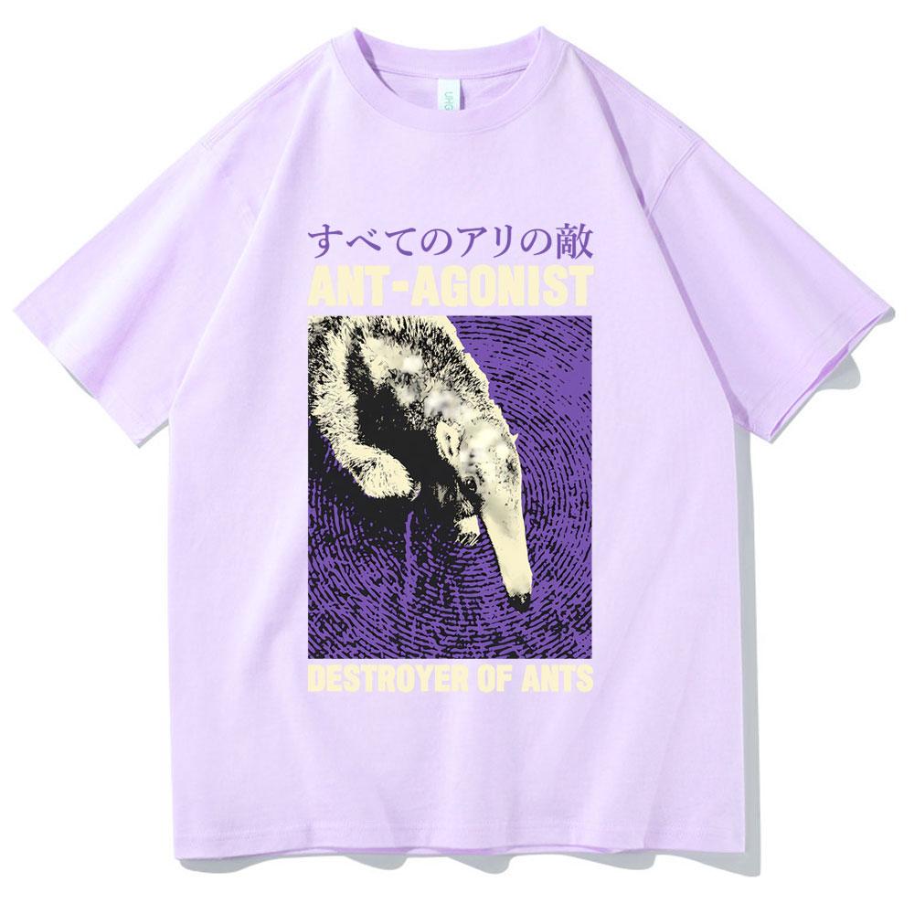 Ant Agonist Destroyer of Ants Tshirt Funny Meme Japanese Anteater Print Tshirt Men Women Casual Oversized Crewneck Short Sleeve