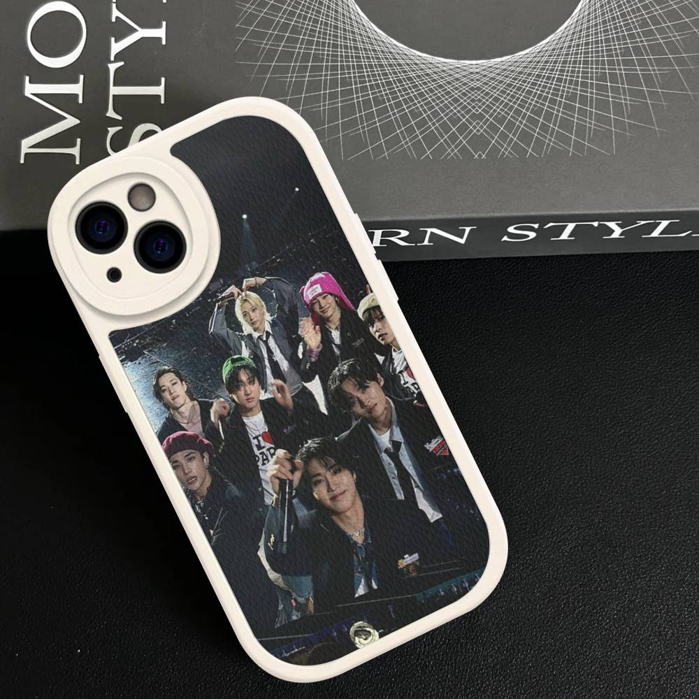 Kpop S-Stray K-Kids For IPhone 16 15 14 13 12 11 Pro Max Plus Shockproof Leather Soft Phone Cover