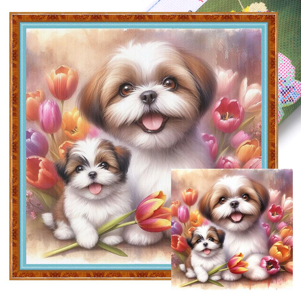 Cute Cat/Dog Full Embroidery Eco-cotton Thread 11CT Printed Cat Cross Stitch Kit Arts DIY Handmade Ornament Home Decor 40*40cm