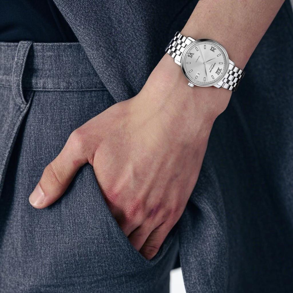 Montblanc 30M Water Resistant Automatic Mechanical Movement Steel Watch 40Mm Men watches Silver U0127770