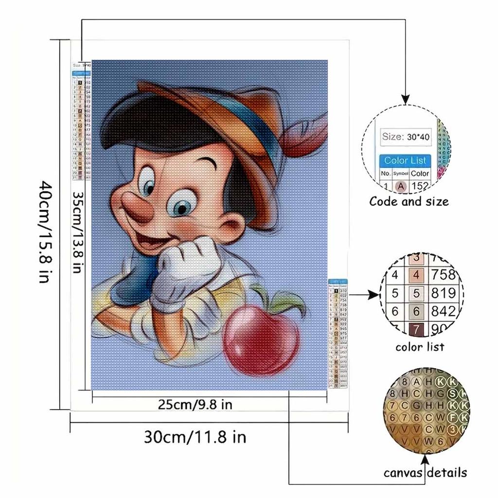 5D Diy Diamond Painting Lovely Pinocchio Full Drill Rhinestones Mosaic Embroidery Handmade Products Home Decor Gift