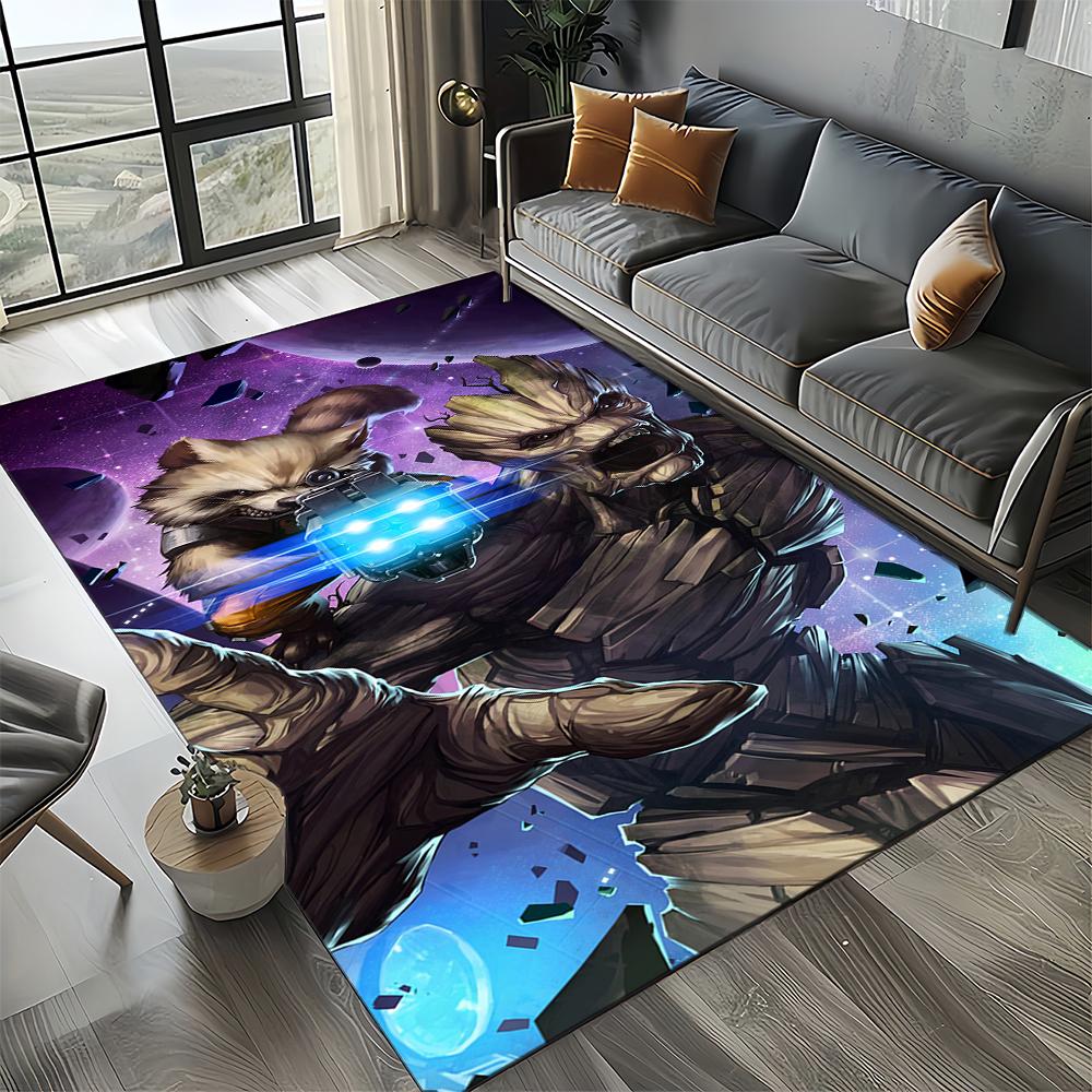 Tapete Cartoon 27 Estilos Guardiões da Galáxia Marvel para Decoração de Sala de Estar Quarto, Tapete de Chão Infantil Antiderrapante para Sofá Capacho