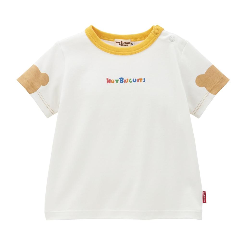 Miki House Hot Biscuits Short Sleeve Boys and T-Shirt, Girls, Baby, White, 100cm, 72-5210-687