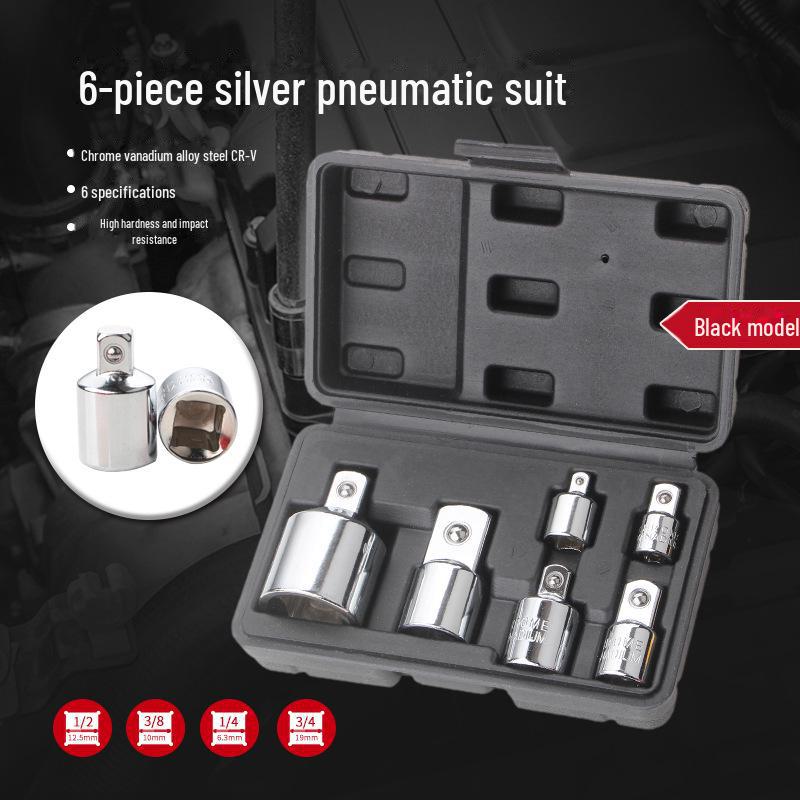 Set adaptor priză CR-V cu 6 piese: Convertoare de chei cu clichet de la 1/2" la 3/8" la 1/4"