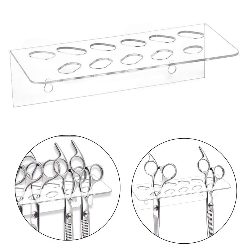Clear Acrylic Comb Organizers With 11 Slots Space Saving Wall Mounted Rack For Stylists Shears Scissors Storage