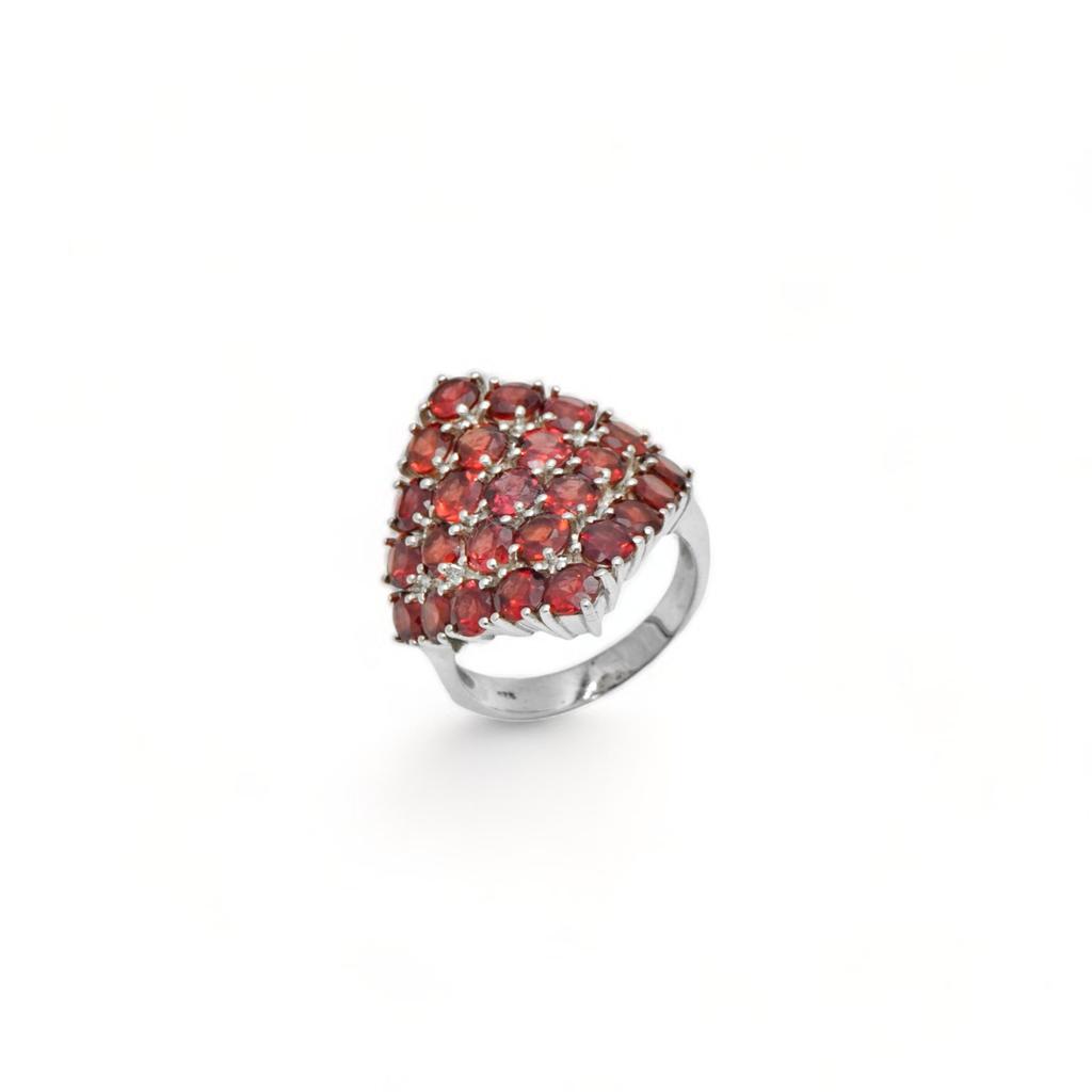 Garnet Ring: Dainty 925 Sterling Silver Bohemian Ring