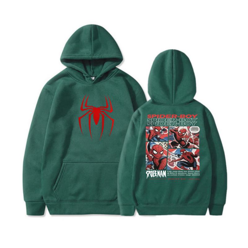 Spider-Man Unisex Fleece Hoodie: Spring & Fall Cartoon Print for Kids