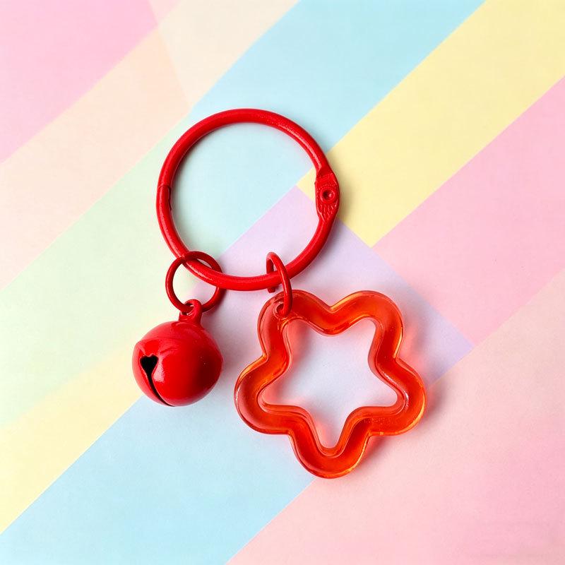 Transparent Acrylic Pentagram Bell Keychain Pendant - Stylish Women's Bag Ornament & DIY Accessory