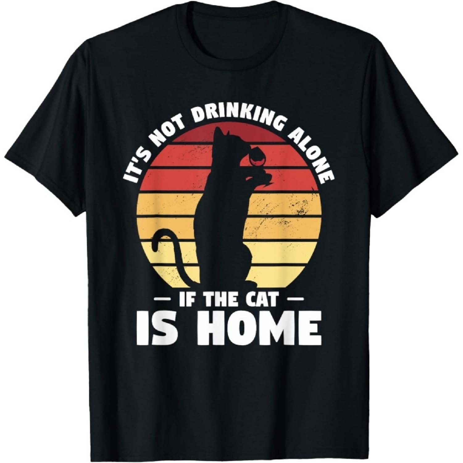Это не одиночество, если дома кот. Футболка «Коты пьют» S
