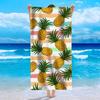 Tropical Palm Tree Striped Beach Towel Summer Stripe Leaf Print Soft Absorbent Quick Dry Beach Blanket for Vacation Daily Use