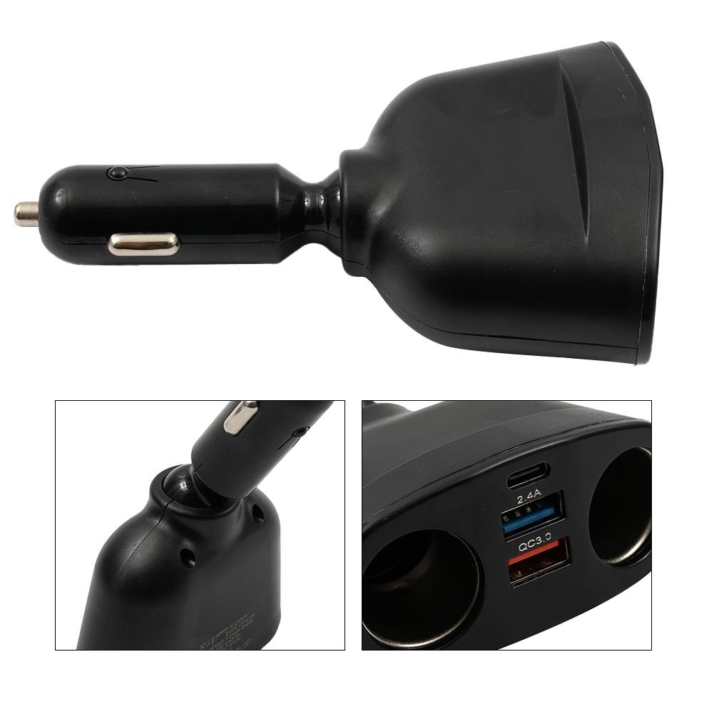 Car Charger Car Accessories 12V/24V ABS+PC Type-C+QC3.0+2.4A