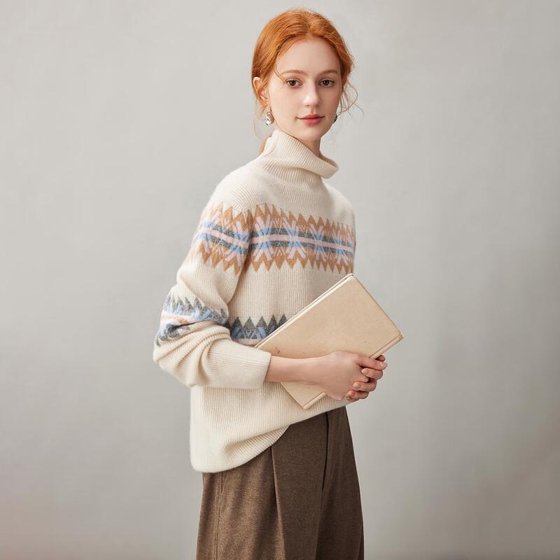 Komonboka Women's Fair Isle Cashmere Knit Sweater