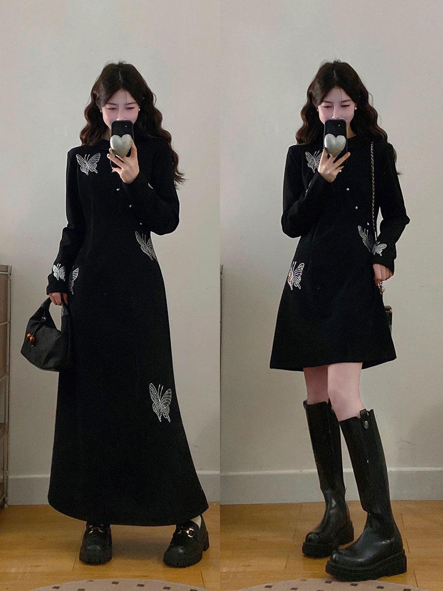 Plus Size Women s Spring 2026 Chinese-Style Butterfly Slimming Waist Dress Large