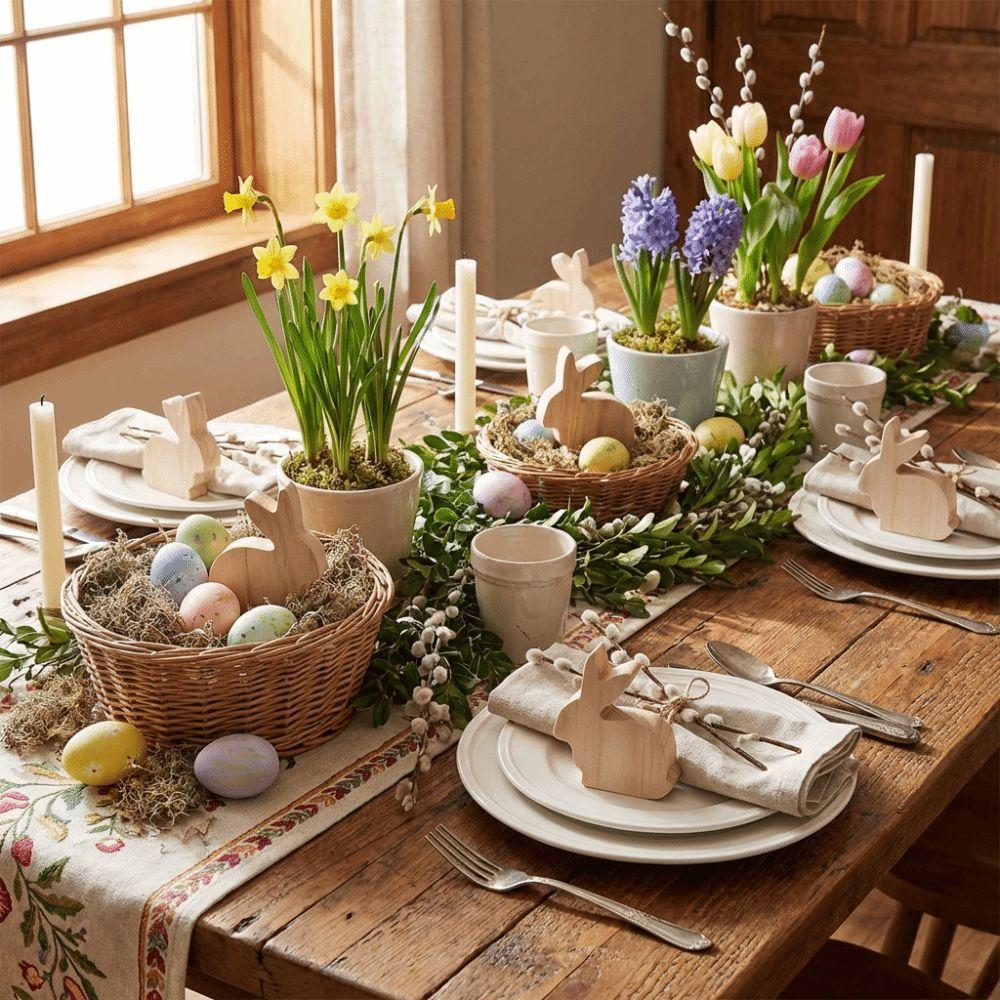 6Pcs Standing Easter Rabbit Ornaments Unfinished Bunny Figurine  Farmhouse Decor