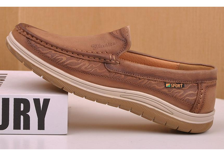 Embossed Genuine Leather Slip-On Driving Shoes: Comfortable & Lightweight