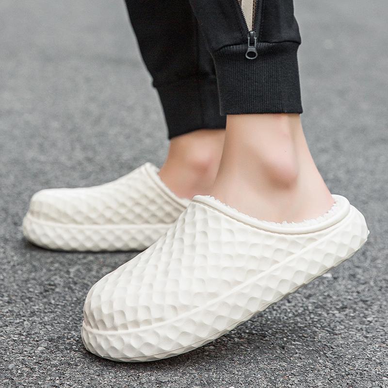 Men Warm Winter Cotton Shoes Women Warm Fur Home Slippers EVA Non-Slip Plush Slippers Indoor Couple Thick Sole Footwear Slides
