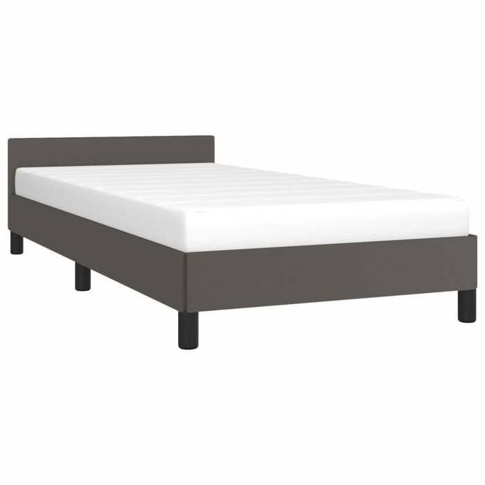VidaXL Bed Frames with Headboard Slat Base Upholstered Bed Slat Frame Single Bed Adult Bedroom Interior Grey 347475