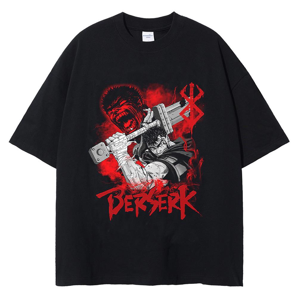 

Супер крутая летняя футболка Berserk Anime Printed из 100% хлопка, повседневная, удобная, с круглым вырезом, модная уличная мужская одежда XXXL