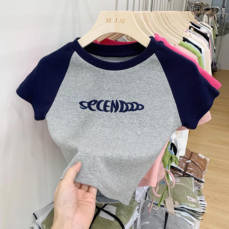 Women's Summer Retro Contrast Short-Sleeve T-Shirt - Sweet, Pure Desire Style