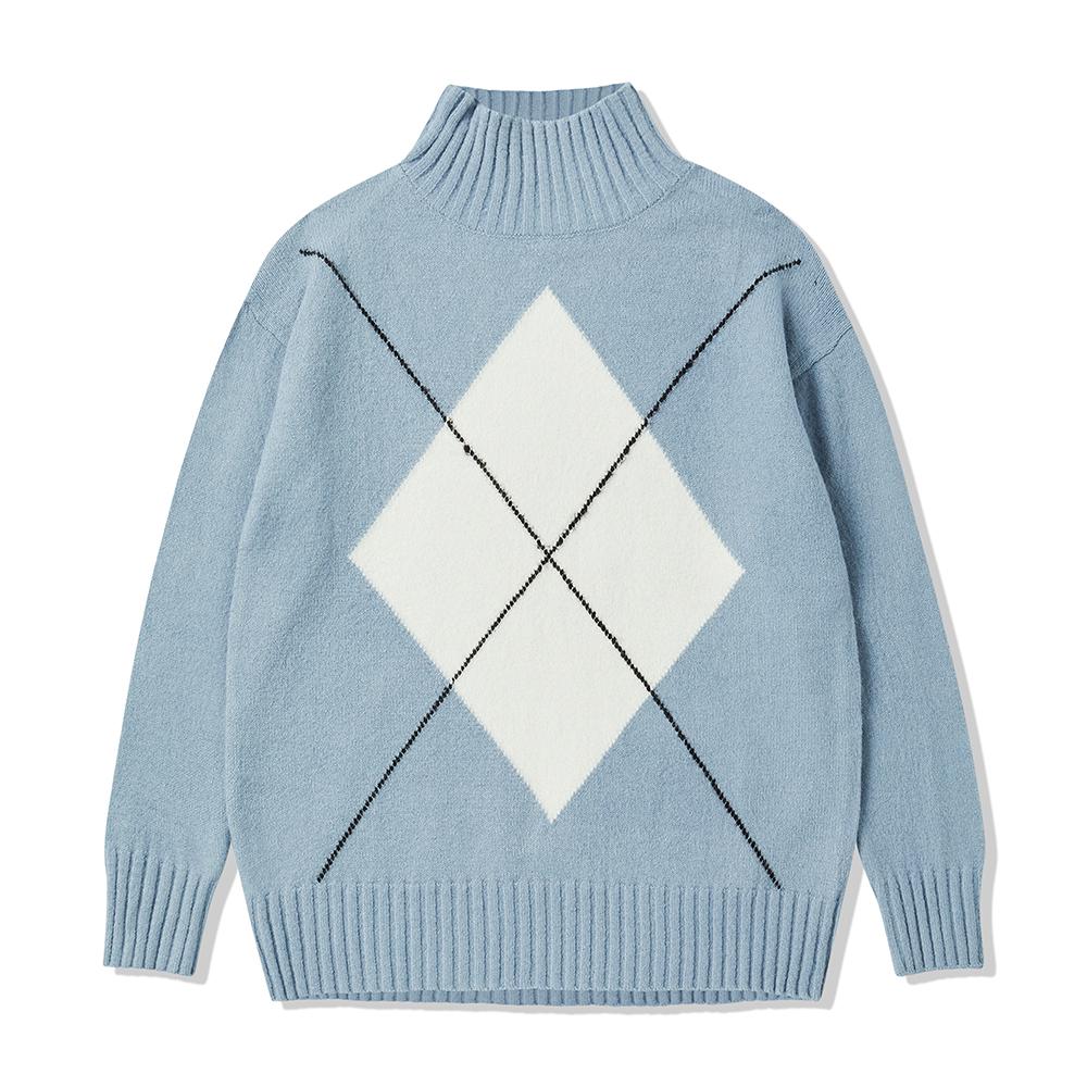 Street Standard [Stsd] Half Turtleneck Loose Fit Knit Bl Blue/S